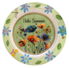 PLATE FLORAL PLASTIC ROUND DECOUPAGED Upcycled Repurposed Wall Art or Shelf Sitter HELLO SUMMER Green Red Blue Floral Home Decor Wall Art Gift WEDDING - JAMsCraftCloset
