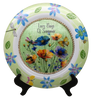 PLATE FLORAL PLASTIC ROUND DECOUPAGED Upcycled Repurposed Wall Art or Shelf Sitter LAZY DAYS OF SUMMER Green Red Blue Floral Home Decor Wall Art Gift WEDDING - JAMsCraftCloset