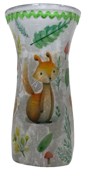 Glass VASE Decoupaged WOODLAND ANIMALS Nursery Decor Child's Room Decor Shelf Sitter Shabby Chic Victorian BoHo Decor Baby Shower Gift Idea - JAMsCraftCloset