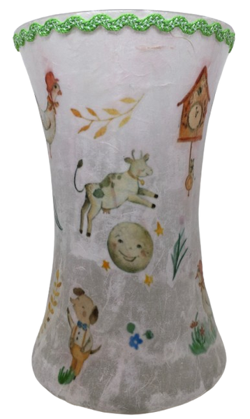 Glass VASE Decoupaged NURSERY RHYME Nursery Decor Child's Room Decor Shelf Sitter Shabby Chic Victorian BoHo Decor Baby Shower Gift Idea - JAMsCraftCloset