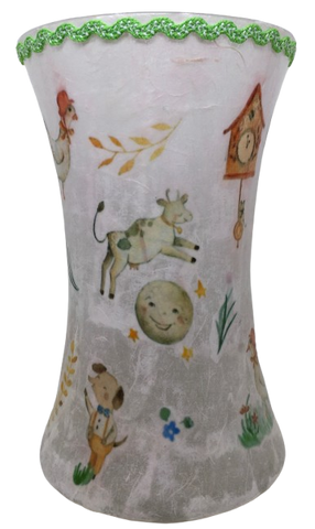 Glass VASE Decoupaged NURSERY RHYME Nursery Decor Child's Room Decor Shelf Sitter Shabby Chic Victorian BoHo Decor Baby Shower Gift Idea - JAMsCraftCloset