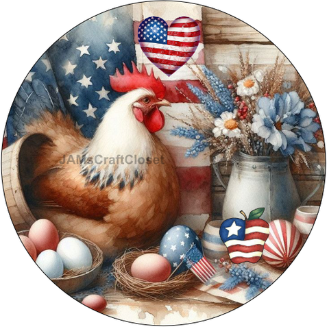 ROUND Digital Graphic Design FOURTH OF JULY HEN Sublimation PNG SVG Lake House Sign Farmhouse &nbsp;Country Home Cabin KITCHEN Wall Art Decor Wreath Design Gift Crafters Delight HAPPY CRAFTING - JAMsCraftCloset