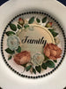 TRAY WHITE PLASTIC ROUND Decoupaged Hand Painted Upcycled Repurposed FAMILY With ROSES - Home Decor Wall Art Shelf Sitter Gift - JAMsCraftCloset