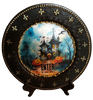 CHARGER PLATE BLACK PLASTIC ROUND Halloweens DECOUPAGED Upcycled Repurposed Wall Art or Shelf Sitter ENTER IF YOU DARE Holiday Home Decor Gift - JAMsCraftCloset