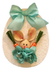 Wood Egg Chenille Bedspread Covered EASTER EGG Wall Art BUNNY IN AQUA Shelf-Sitter Gift Idea Unique Home Holiday Decor - JAMsCraftCloset