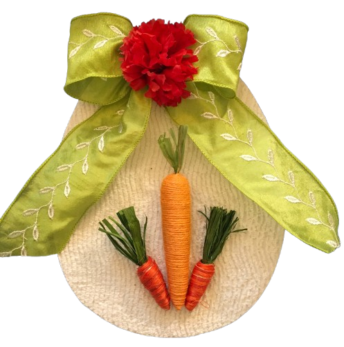 Wood Egg Chenille Bedspread Covered EASTER EGG Wall Art THREE CARROTS Shelf-Sitter Gift Idea Unique Home Holiday Decor - JAMsCraftCloset