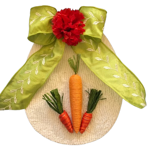 Wood Egg Chenille Bedspread Covered EASTER EGG Wall Art THREE CARROTS Shelf-Sitter Gift Idea Unique Home Holiday Decor - JAMsCraftCloset