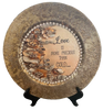 PLATE CHARGER GOLD EMBOSSED FLORAL PLASTIC ROUND DECOUPAGED Upcycled Repurposed Wall Art or Shelf Sitter LOVE IS MORE PRECIOUS THAN GOLD Home Decor Wedding Gift - JAMsCraftCloset