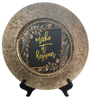 PLATE CHARGER GOLD EMBOSSED FLORAL PLASTIC ROUND DECOUPAGED Upcycled Repurposed Wall Art or Shelf Sitter MAKE IT HAPPEN Home Decor Wedding Gift - JAMsCraftCloset
