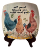 SQUARE Plastic PLATE Farmhouse Country Wall Art Shelf Sitter Decoupage CHICKENS - WILD AND FREE Handmade Gift Idea Crafters Delight - JAMsCraftCloset