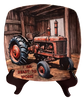 SQUARE Plastic PLATE Farmhouse Country Wall Art Shelf Sitter Decoupage ANTIQUE TRACTOR - READY FOR WORK Handmade Gift Idea Crafters Delight - JAMsCraftCloset