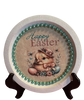 PLATE PLASTIC ROUND Decoupaged Hand Painted Upcycled Repurposed Wall Art EASTER CHICK BONNET AND EGGS - HAPPY EASTER Home Decor Spring Easter Wall Art Gift - JAMsCraftCloset