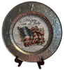 Galvanized Metal Round Charger Plate With Hanging Hook Embossed Stars Decoupaged Holiday Wall Art Shelf Sitter HAPPY 4TH OF JULY FLAG Handmade Gift Idea - JAMsCraftCloset