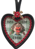 CAST IRON HEART SHAPED Frying Pan Skillet MINI Black KISS THE COOK Farmhouse Country KITCHEN Wall Art Decoupaged Repurposed Upcycled Gift Idea Crafters Delight - JAMsCraftCloset
