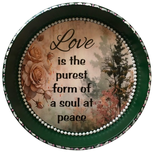 Cake Pan Forrest Green LOVE IS THE PUREST FORM Farmhouse Country Forrest and Pink Roses Wall Art Handmade Hand Painted Repurposed Upcycled Gift Idea Crafters Delight {{ JAMsCraftCloset }}