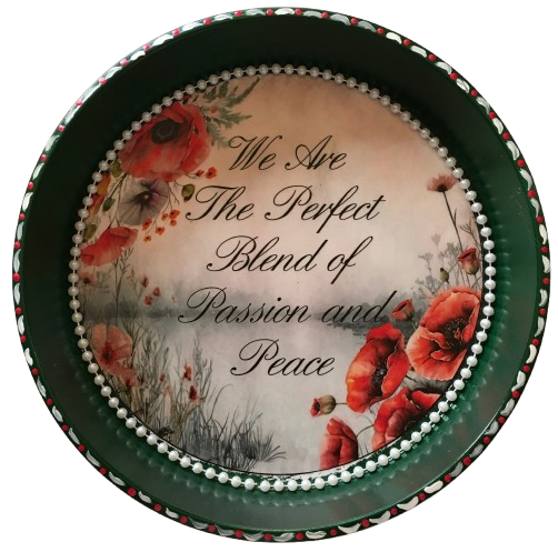 Cake Pan Forrest Green WE ARE THE PERFECT BLEND OF PASSION AND PEACE Farmhouse Country Forrest and Pink Roses Wall Art Handmade Hand Painted Repurposed Upcycled Gift Idea Crafters Delight {{ JAMsCraftCloset }}