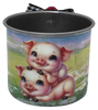 SMALL Tin Cup Decoupaged With Child's Graphic BABY PIGS With Bow on Handle Gift for Child Nursery Decor Child's Room Decor- JAMsCraftCloset