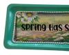 TRAY GREEN Plastic Rectangle Decoupaged Hand Painted Upcycled Repurposed Wall Art SPRING HAS SPRUNG Home Decor Decor Wall Art Gift - JAMsCraftCloset