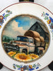 Glass PLATE Round WHITE FARM TRUCK -WORK HORSE Country Farmhouse Kitchen Shelf Sitter Handmade Decoupaged Repurposed Upcycled Birthday Gift Idea - JAMsCraftCloset