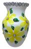 Glass WHITE Vase Decoupaged YELLOW SILK FLOWERS HAND PAINTED LEAVES and BLING Wedding Decor Shelf Sitter Floral Vase Flower Vase Gift Idea Table Decor Centerpiece Home Decor Cottage Chic Farmhouse Decor Victorian Decor - JAMsCraftCloset