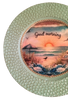 PLATE CHARGER TEAL AQUA PLASTIC ROUND DECOUPAGED Upcycled Repurposed Wall Art or Shelf Sitter GOOD MORNING - BEACH SCENE Home Coffee Bar KITCHEN Bathroom Decor Gift WEDDING - JAMsCraftCloset