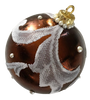 Large Decoupaged With White Lace and Pearls Rusty Brown Christmas Bulbs Holiday Decor Tree Decor Bowl Filler Shelf Sitter Gift Idea - JAMsCraftCloset