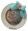 PLATE CHARGER CREAM With Brown Border PLASTIC ROUND DECOUPAGED Upcycled Repurposed Wall Art or Shelf Sitter LIFE IS LIKE A FLOWER Home Decor Gift WEDDING - JAMsCraftCloset