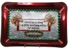 PLASTIC Tray Sparkly RED - CHRISTMAS IS DOING SOMETHING EXTRA FOR SOMEONE - HOLIDAY Wall Art Handmade Decoupaged Upcycled Metal Tray Gift - JAMsCraftCloset