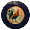 PLATE CHARGER NAVY BLUE PLASTIC ROUND DECOUPAGED Upcycled Repurposed Wall Art or Shelf Sitter RISE AND SHINE ROOSTER Decor Kitchen Decor Home Decor Wall Art Gift WEDDING - JAMsCraftCloset