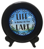 Pie Pan Metal Enamel Vintage Black LIFE IS BETTER AT THE LAKE Farmhouse Lake House Country Wall Art Handmade Decoupaged Hand Painted Repurposed Upcycled Gift Idea - JAMsCraftCloset