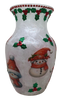 Glass VASE Decoupaged SNOWMEN and HOLLY Christmas Holiday Decor Wedding Decor Shelf Sitter Vase Shabby Chic Victorian BoHo Decor Gift Idea - JAMsCraftCloset