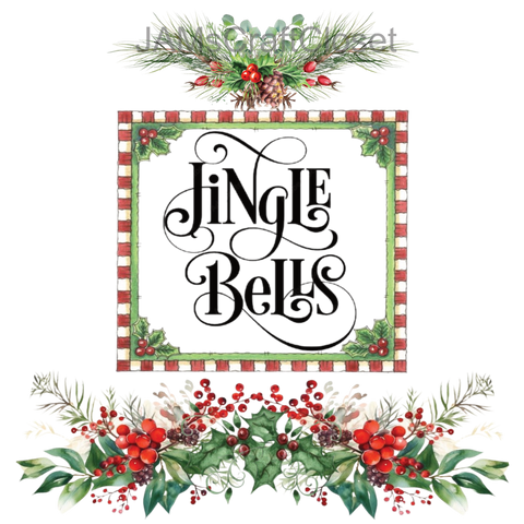 RECTANGLE SHAPED Digital Graphic Design JINGLE BELLS - PNG SVG Lake House Sign Farmhouse Country Home Cabin HOLIDAY Wall Art Decor Gift Crafters Delight HAPPY CRAFTING - JAMsCraftCloset