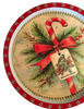TRAY WHITE and RED METAL ROUND Decoupaged Hand Painted Upcycled Repurposed Wall Art CANDY CANE MERRY CHRISTMAS Home Decor Christmas Wall Art Gift - JAMsCraftCloset
