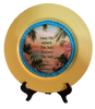 CHARGER PLATE YELLOW PLASTIC ROUND BEACH THEME - DECOUPAGED Upcycled Repurposed Wall Art or Shelf Sitter MEET ME WHERE THE SUN TOUCHES THE SEA Home Decor Gift - JAMsCraftCloset