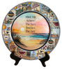 PLATE PLASTIC ROUND Beachy Border DECOUPAGED Upcycled Repurposed Wall Art or Shelf Sitter MEET ME WHERE THE SUN TOUCHES THE SEA Beach Theme Home Decor Gift - JAMsCraftCloset