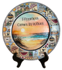 PLATE PLASTIC ROUND Beachy Border DECOUPAGED Upcycled Repurposed Wall Art or Shelf Sitter HAPPINESS COMES IN WAVES Beach Theme Home Decor Gift - JAMsCraftCloset