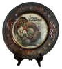 CHARGER PLATE RUSTY BROWN PLASTIC ROUND - HAPPY THANKSGIVING - FAITH - DECOUPAGED Upcycled Repurposed Wall Art or Shelf Sitter Holiday Home Decor Gift - JAMsCraftCloset