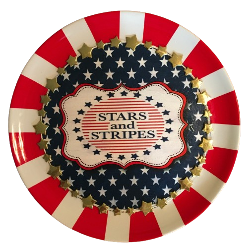 ROUND PLASTIC TRAY Red White Blue FOURTH OF JULY STARS AND STRIPES 4th of July Decor Farmhouse Lake House Country Wall Art Shelf-Sitter Handmade Decoupaged Repurposed Upcycled Gift Idea - JAMsCraftCloset