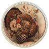 Pizza Pan TAN With Turkey and Flowers Farmhouse Country Home THANKSGIVING Decor Wall Art Shelf Sitter Handmade Decoupaged Repurposed Upcycled Gift Idea - JAMsCraftCloset
