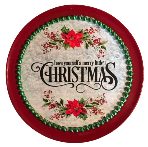 Pizza Pan Red HAVE YOURSELF A MERRY LITTLE CHRISTMAS Farmhouse Country Home CHRISTMAS Decor Wall Art Shelf Sitter Handmade Hand Painted Repurposed Upcycled Gift Idea - JAMsCraftCloset