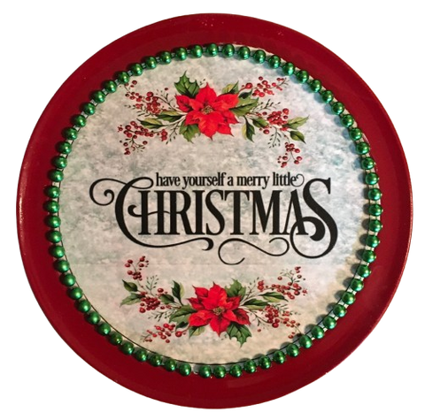 Pizza Pan Red HAVE YOURSELF A MERRY LITTLE CHRISTMAS Farmhouse Country Home CHRISTMAS Decor Wall Art Shelf Sitter Handmade Hand Painted Repurposed Upcycled Gift Idea - JAMsCraftCloset