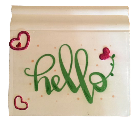 Wood BASEBOARD Wall Art Plaque HELLO SIGN Rectangle Decoupaged Kitchen Home Decor Gift Idea Positive Saying - JAMsCraftCloset