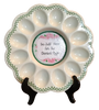 WHITE PLASTIC ROUND DEVILED EGG HOLDER Decoupaged Hand Painted IM HERE FOR THE DEVILED EGGS - Home KITCHEN Decor Shelf Sitter - JAMsCraftCloset