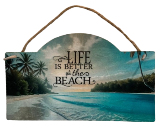 Galvanized Metal BEACH Positive Saying Sign Decoupaged Farmhouse Country Wall Art Home Decor Handmade Gift Idea