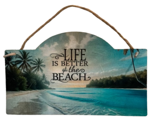 Galvanized Metal BEACH Positive Saying Sign Decoupaged Farmhouse Country Wall Art Home Decor Handmade Gift Idea