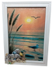 Framed Decoupage On Glass - Beach Coastal Theme - Sandpiper, Shells and Seagrass - Wall Art Handmade Home Decor -One of a Kind-Unique-Home-Country-Decor-Cottage Chic-Gift - JAMsCraftCloset