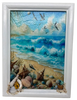 Framed Decoupage On Glass - Beach Coastal Theme - Shells Seagulls Waves - Wall Art Handmade Home Decor {{ JAMsCraftCloset }}