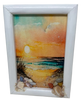 Framed Decoupage On Glass - Beach Coastal Theme - Orange Sunset Beach Grass - Wall Art Handmade Home Decor {{ JAMsCraftCloset }}