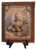 Vintage Wood Frame Decoupaged on Glass - Hen With Chicks Buttons - Shelf Sitter Handmade Country Farm Decor Wall Art Gift - JAMsCraftCloset