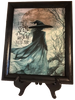 Vintage Wood Frame Decoupage On Glass I PUT A SPELL ON YOU Halloween Witch Wall Art Shelf Sitter Gift Idea {{ JAMsCraftCloset }}